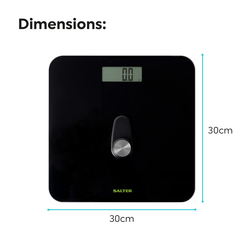 Salter 9224 Bk3R Eco Body Scales - Glass Bathroom Scales, Digital Bathroom Scales, Simple Lcd Display, Step-On Technology, No Batteries Required, Compact Electronic Scales - NewNest Australia