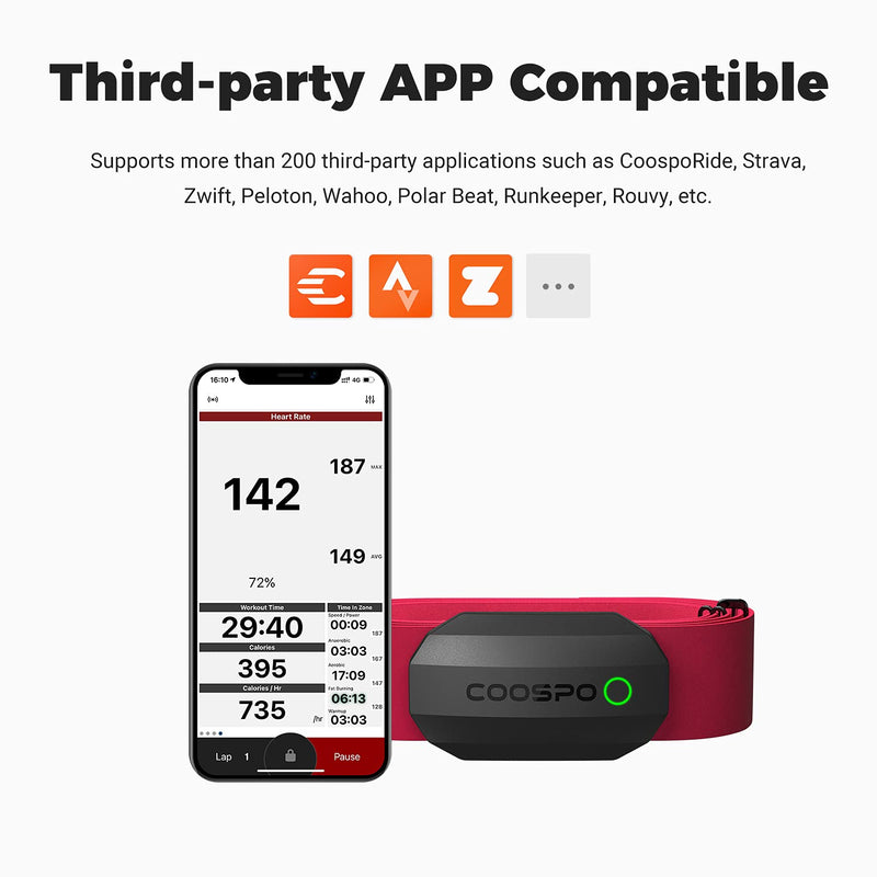 Coospo Bluetooth Heart Rate Monitor Chest Strap,ANT+ BLE HR Monitor Chest, HRM IP67 Waterproof, Use for Running Cycling Gym and Other Sports CooSpo Heart rate monitor h808s Black-red - NewNest Australia
