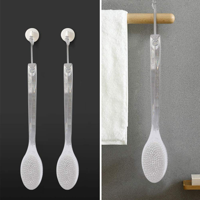 Mczcent Body Brush Dry Brushing Back Scrubber with Curved Plastic Long Handle Bath Shower Brush Dry Skin Exfoliating Cellulite Brush for men and women(Transparent Handle) - NewNest Australia