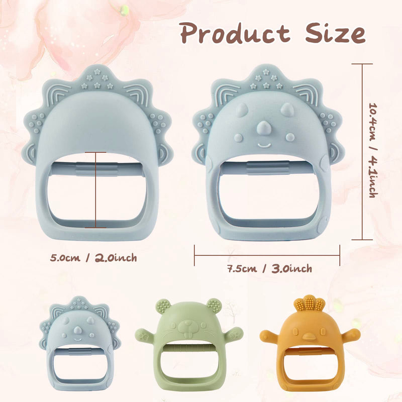 Baby Teething Toys For 3+ Months, Baby Crouching Toys For Suction Needs, Easy-To-Arouse Shapes With Soft Texture For Sensory Exploration And Itch Relief During Child'S Play Olive&Dusty Blue&Mango - NewNest Australia