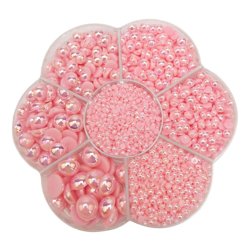 Chenkou Craft 3000PCS 1 Box Pink Round Flatback Imitation Half Pearls Bead Loose Beads Gem (Pink) - NewNest Australia