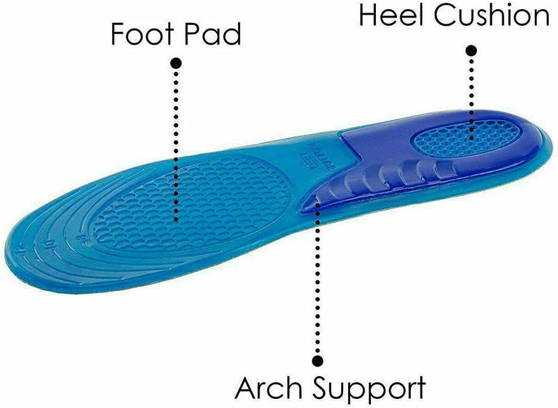 Unisex Orthotic Silicone Gel Shoes Insoles Shock Absorbing Full Length Pair of Boots & Sports Shoe Massaging Feet Shoe Inserts Comfortable Show Inserts (L (UK 9-12)) L (UK 9-12) - NewNest Australia