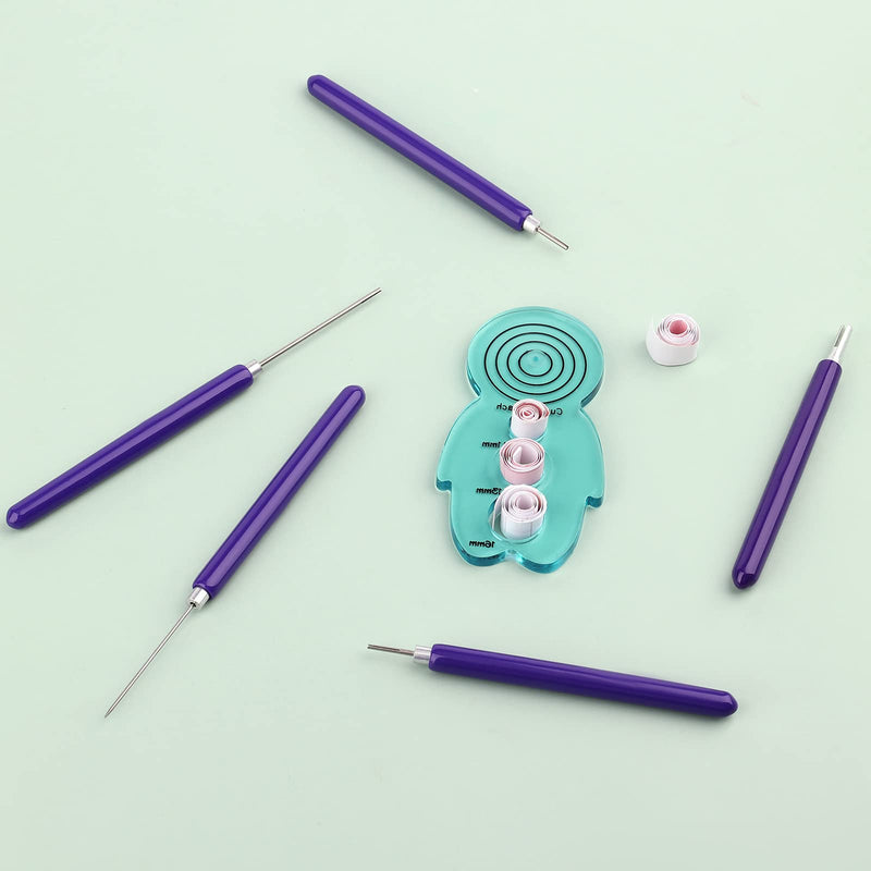 SAVITA Quilling Tools Set, 5pcs Paper Flower Tools, Quilling Slotted Tools Including a Curling Coach & a Pair of Tweezers for Rolling Paper Flowers Crafts DIY Beginners Quillers (Blue, Purple) Blue - NewNest Australia