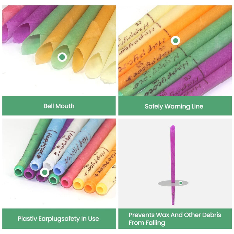 Hopi Ear Candles,Aucenix Pure Ear Candles Kit for Ear Blocked, Non-Toxic Cylinders Fragrance Hollow Cone Beeswax Candle Cones with 8 Protective Disks Tray+8 Cotton Swab 8 Colors - NewNest Australia