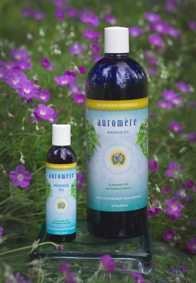 Auromere Ayurvedic Massage Oil - Vegan, Cruelty Free, Natural, Non GMO, with Cold-Pressed Sesame Oil Infused with 25 Herbal Extracts (4 fl oz), 1 Pack - NewNest Australia