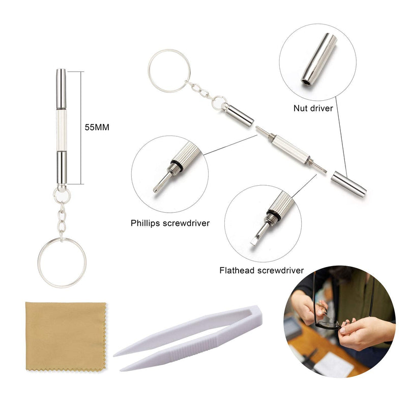 Eyeglass Repair Kit, Glasses Repair Tools with Glasses Screws, Precision Screwdriver kit, Cleaning Cloth and Tweezers, Suitable for Eyeglass, Mobile Phones, Watches - NewNest Australia
