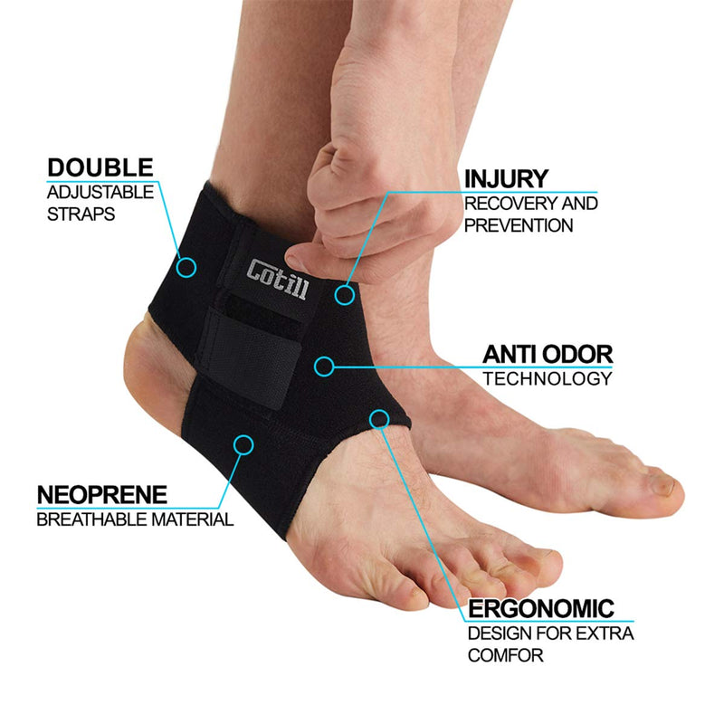 Cotill Ankle Support Brace - Adjustable Ankle Compression Wrap Strap for Ligament Damage & Sprained Ankle, Plantar Fasciitis, Achilles tendonitis, Three Sizes for Men Women (S) S (Pack of 1) - NewNest Australia