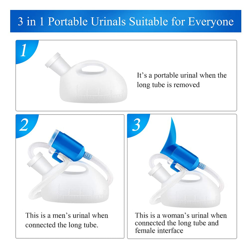 OOCOME Urine Bottle Portable Female Urinal Pee Bottle, Leak Proof Urinal Bottles Urine Funnel and Bottle Female Portable Potty Bed Pan for Adults Elderly Car Travel Camping - NewNest Australia
