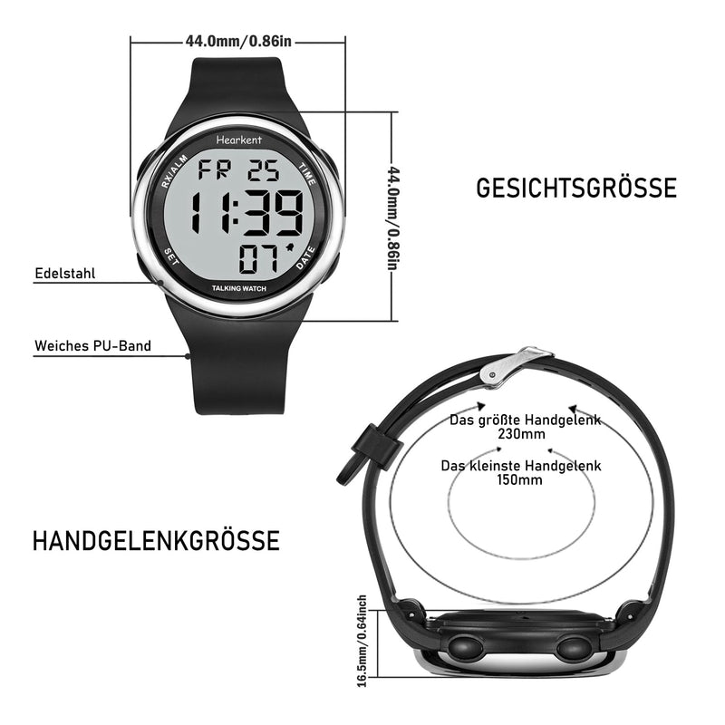 Hearkent Talking Watch for Visually Impaired or Seniors LCD Large Number Easy to Read Atomic Talking Watches for Blind People Silver - NewNest Australia