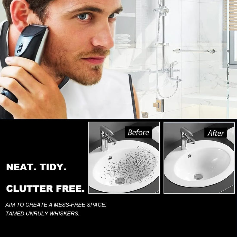 XOUDKE Beard Apron, Beard Bib for Shaving Haircut, Non-Stick Hair Catcher Grooming Cloth with 2 Suction Cups, Gifts for Men - NewNest Australia