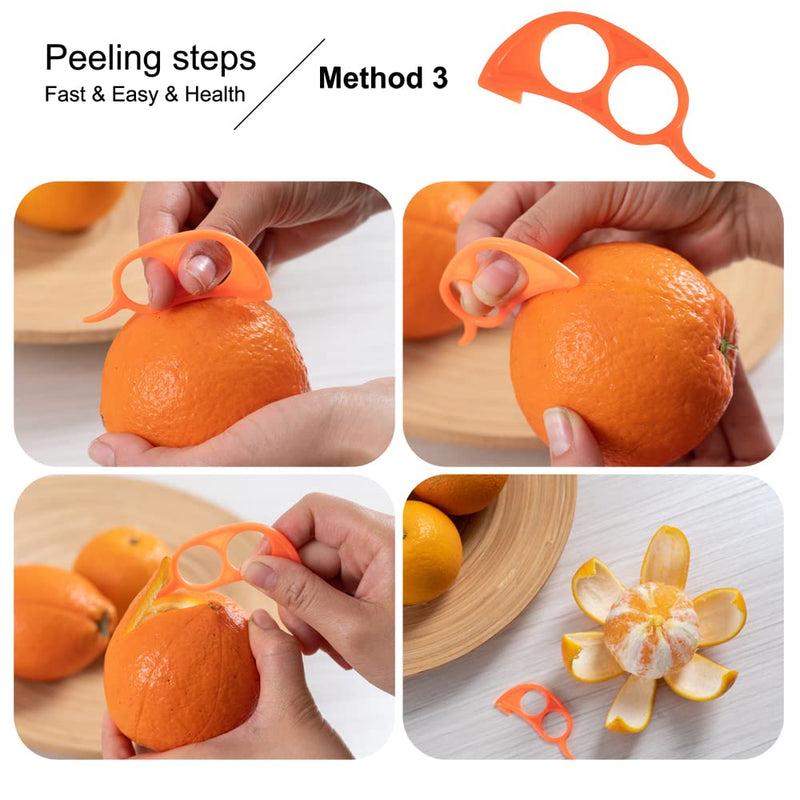 Soft Home Premium Plastic Orange Peeler Lemon Citrus Peel Cutter Vegetable Slicer Fruit Tools (Long Handle Type Green 2 Pack; Mouse Type orange 1 Pack) - NewNest Australia