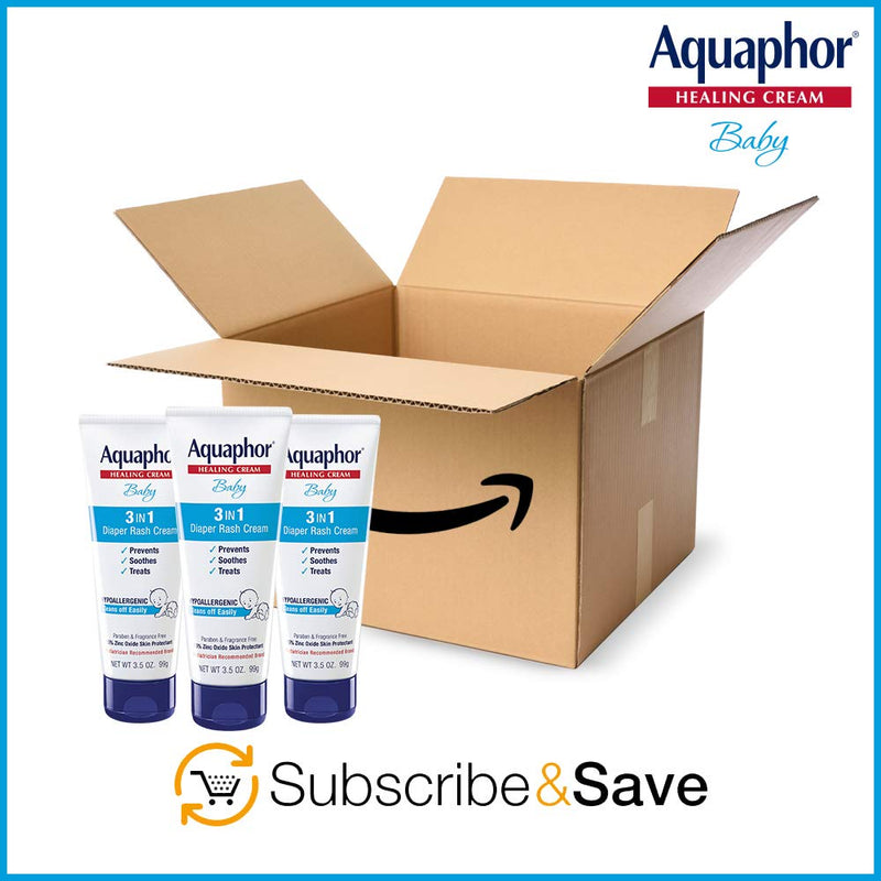Aquaphor Baby Diaper Rash Cream, 3-in-1 Diaper Rash Relief, 3.5 Oz Tube, Pack of 3 - NewNest Australia