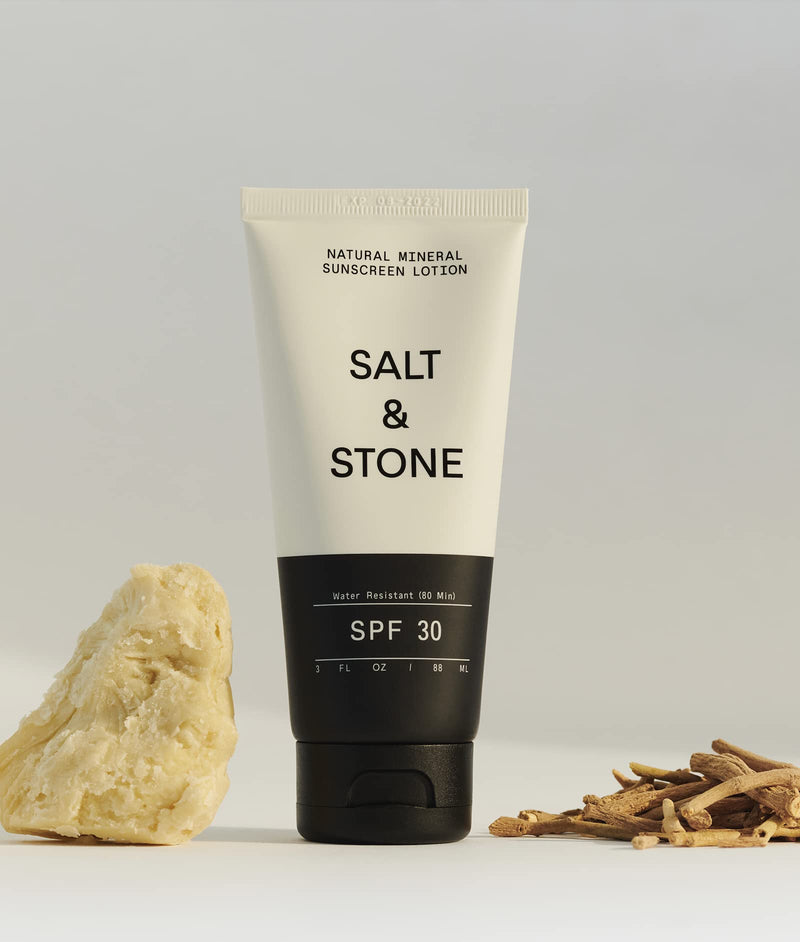 Salt & Stone SPF 30 Mineral Broad Spectrum Sunscreen Lotion – Natural Organic Product - UVA & UVB Protection & hydration for face & body/for sensitive skin (88ml) - NewNest Australia