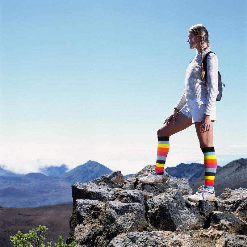 3 Pairs Compression Socks for Women Men 20-30mmhg Knee High Stocking for Sports Running Travel Nurses Pregnancy Multicoloured 1 Small-Medium - NewNest Australia