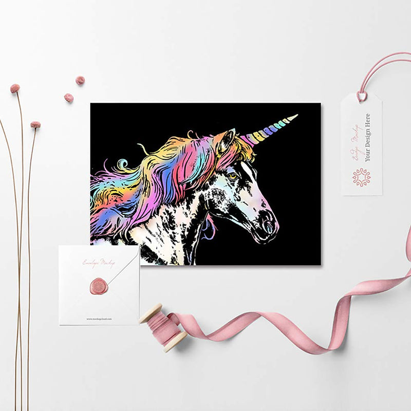 Scratch Art Paper(A4) for Kids & Adults, Rainbow Painting Night View Scratchboard, Art Craft, Crafts Set: 8 Sheets Scratch - Unicorn/Flamingo/Cat/Deer/Tiger/Leopard/Lion/Wolf & 6 Tools (Animal World) Animal World - NewNest Australia