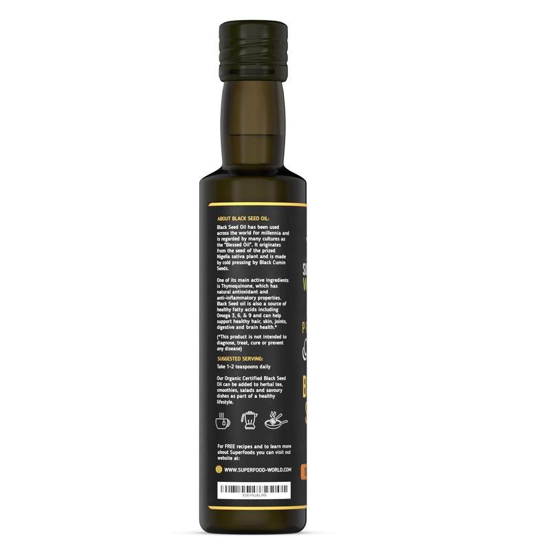 Organic Black Seed Oil 250ml - 100% Pure & Premium Virgin Cold Pressed Nigella Sativa Black Cumin Seed Oil - Supports Healthy Immune, Joint & Brain Function - Certified Organic in The UK - NewNest Australia