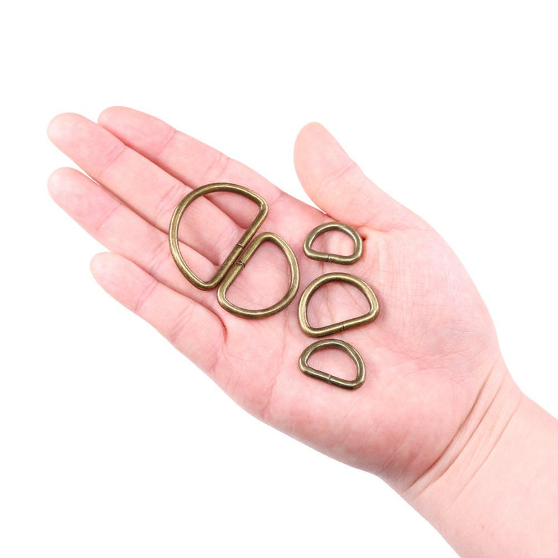 Swpeet 100 Pcs Bronze Assorted Multi-Purpose Metal D Ring Semi-Circular D Ring for Hardware Bags Ring Hand DIY Accessories - 1/2 Inch, 5/8 Inch, 3/4 Inch, 1 Inch, 5/4 Inch - NewNest Australia
