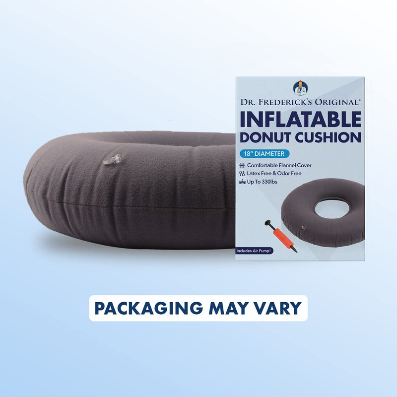 Dr. Frederick’s Original Donut Pillow - 18" Inflatable Donut Cushion for Tailbone Pain Relief - Donut Pillow Seat Cushion for Hemorrhoids, Bed Sores, Prostatitis - Gray - NewNest Australia