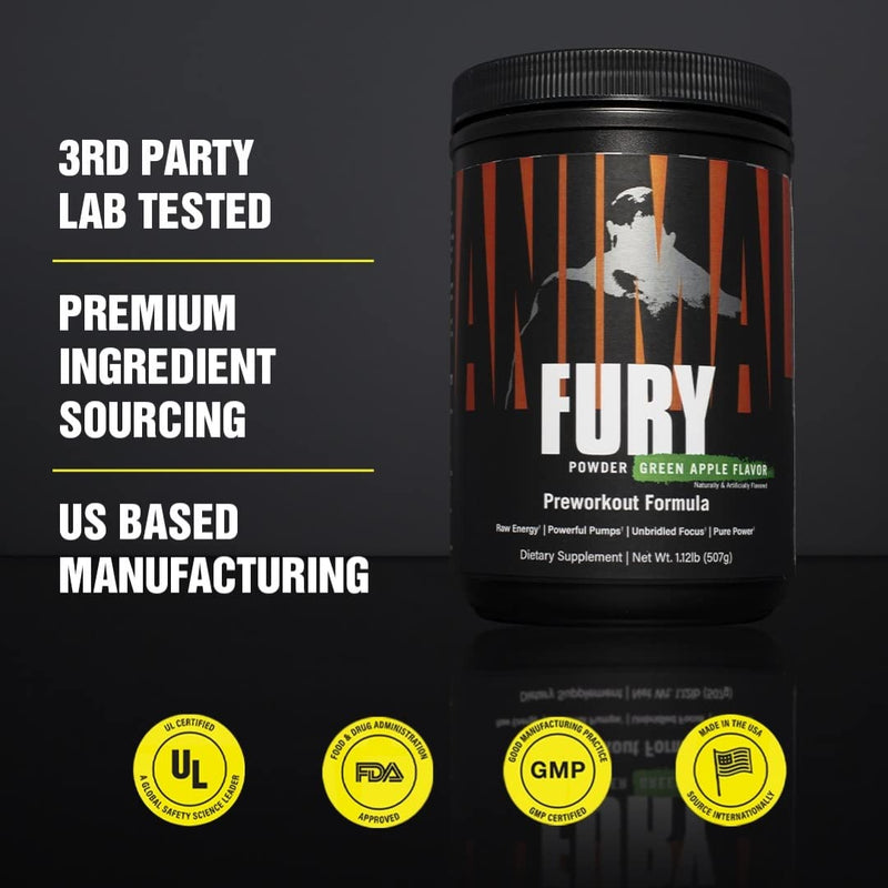 Universal Nutrition Animal Fury Pre Workout Booster (Watermelon) With Caffeine, Beta Alanine, Citrulline, L-Tyrosine & Bcaa For Maximum Energy & Supply Of Amino Acids During Training, 500G - NewNest Australia