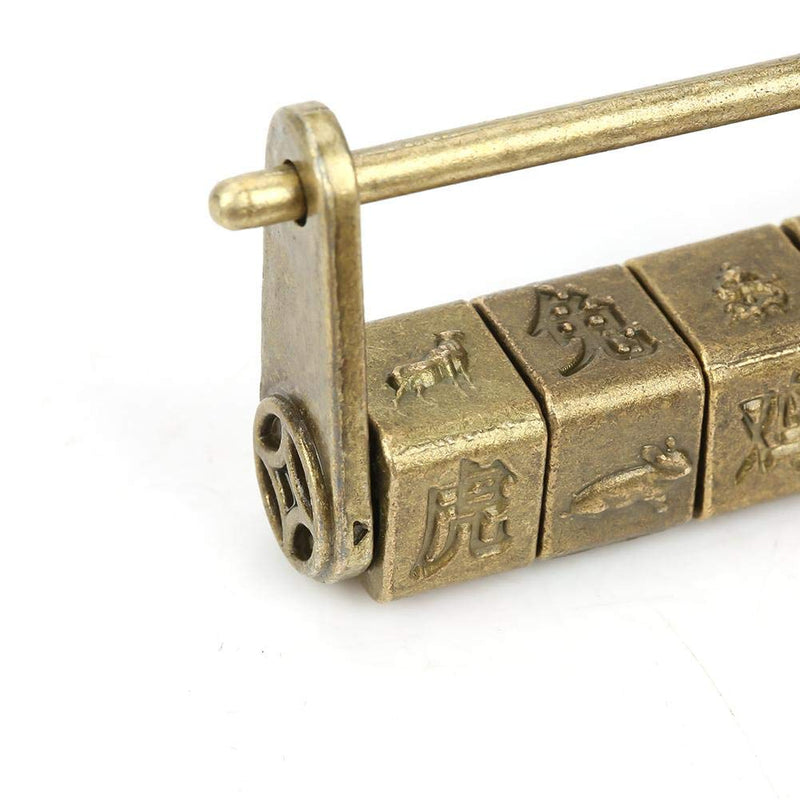 Retro Zinc Vintage Antique Chinese Old Jewelry Code Password Lock Padlock Lock Jewelry Box Padlock Hardware - NewNest Australia