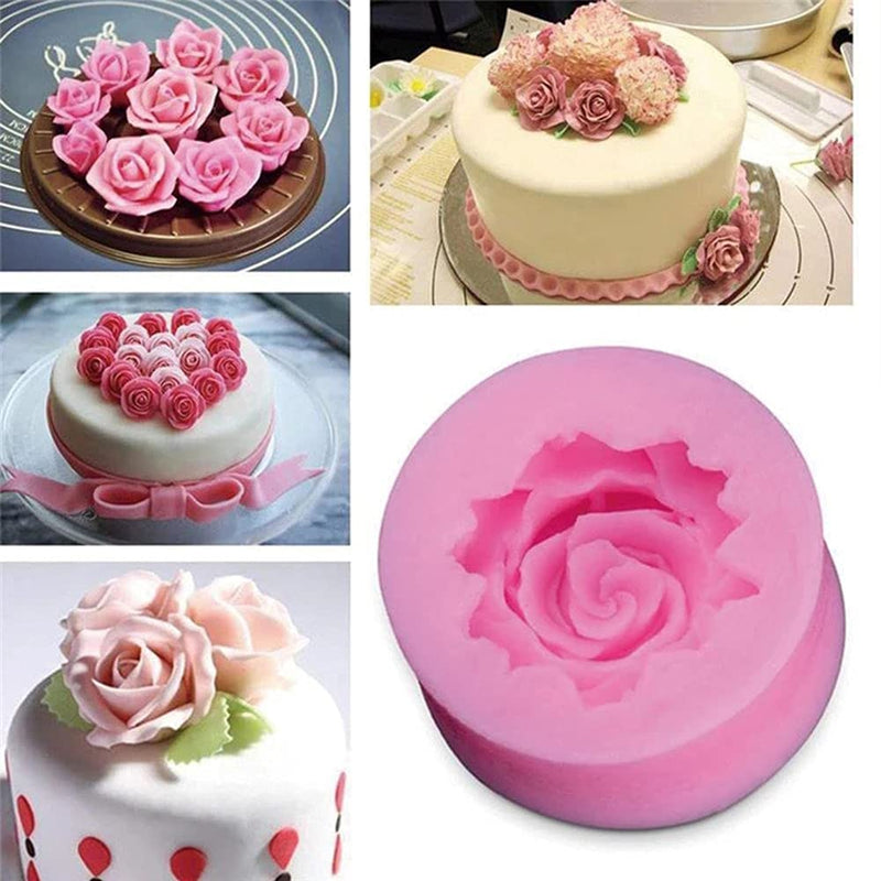 MEMOVAN 4pcs 3D Flower Silicone Soap Mold 3D Rose Flower Silicone Fondant Mold Bloom Rose Shape Resin Candle Mold for Cake Decoration Chocolate Handmade Soap Candy Making Clay Lotion Bar Wax DIY Craft - NewNest Australia