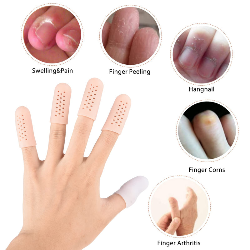 RosewineC 12pcs Gel Finger Cots Silicone Finger Protectors, Breathable Finger Sleeves Finger Bandages, Finger Covers with Hole for Hand Eczema, Finger Cracking or Arthritis, 2 Colors - NewNest Australia