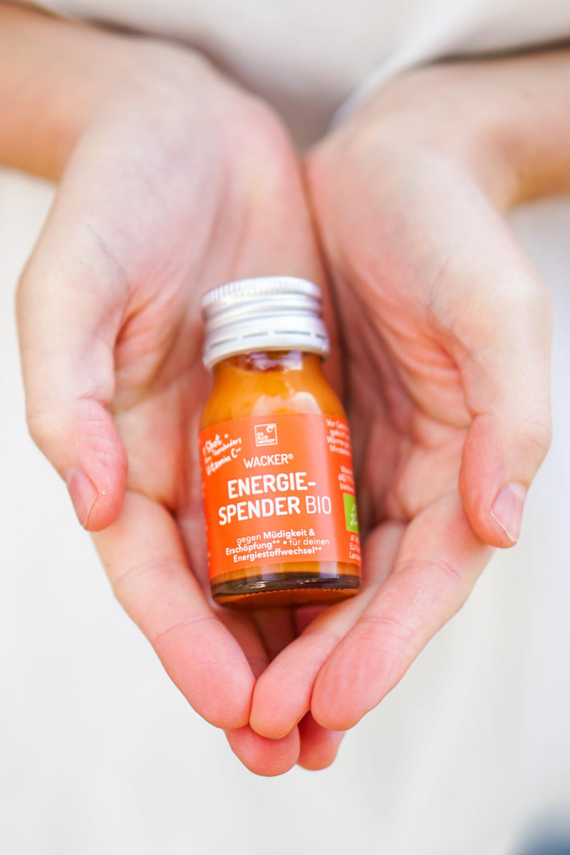 Weekly package: Energy donor organic, 7 x 30ml. Natural shot against tiredness and exhaustion. 1 shot = your daily requirement for vitamin C. Without additives. - NewNest Australia