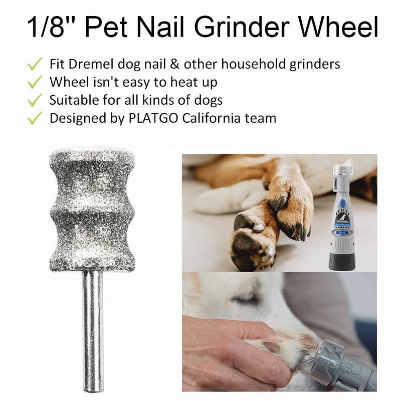 PLATGO Diamond Dremel Dog Nail Grinder Attachment, Diamond Rotory Bit for Dogs&Pets Nail Care, 1/8'' Pet Nail Grinder Wheel Work with Dremel Sanding Drums for Animals Nail Care & Home Grinder Tools Single Pack - NewNest Australia