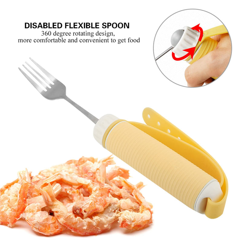 Duokon Auxiliary Meal Spoon Set For Elderly People, Adjustable Silicone Strap, Non-Slip Handle, 360 Degree Rotation, Disabled Patients, Elderly, Gift For Arthritis Betro - NewNest Australia