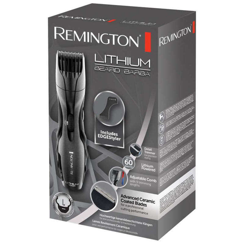 Remington Barba Beard Trimmer Mb350L, Long Lasting Lithium Battery, Ceramic Coated Blades, Detail And Long Hair Trimmers, 1.5 - 18 Mm Length Adjustment, Includes Beard Stencil, Mains/Battery Powered - NewNest Australia