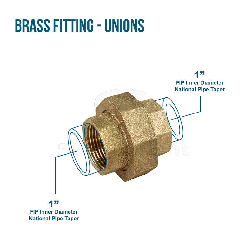 Supply Giant CSVO0100 1 Inch Lead Free Union for 125 Lb Applications, with Female Threaded Connects Two Pipes, Brass Construction, Higher Corrosion Resistance Economical & Easy to Install, 15 - NewNest Australia