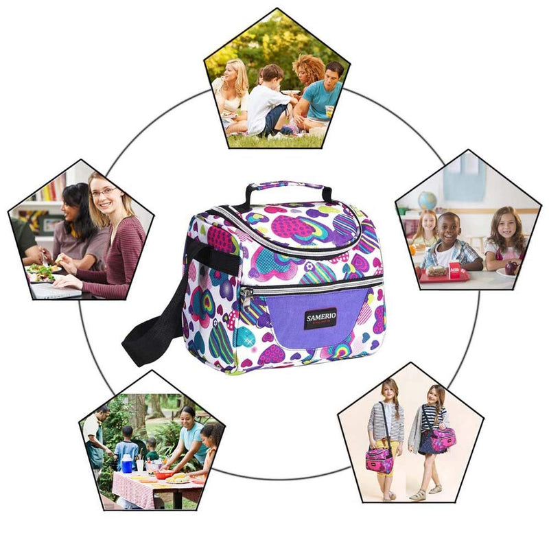 NewNest Australia - Kids Lunch Bag insulated Lunch Box Lunch Organizer Cooler Bento Bags for School Work/Girls Boys Children Student Women with Adjustable Strap and Zip Closure Travel Lunch Tote, Front Pocket (purple) Purple 