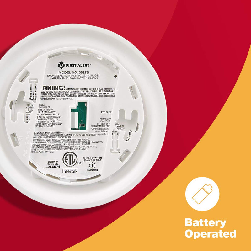 First Alert 0827B Ionization Smoke Alarm with 10-Year Sealed Tamper-Proof Battery 10 Year Battery - NewNest Australia