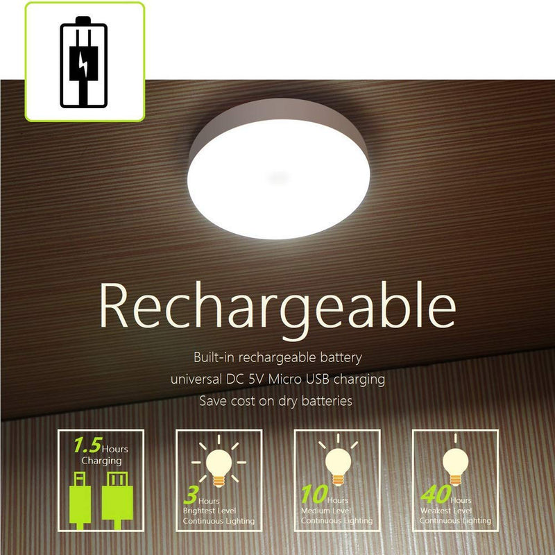 Mini Touch Light, RTSU Rechargeable Battery Operated Closet Lights Wardrobe Lights, Magnetic Stick-on Anywhere LED Night Light, Wireless Under Cabinet Lighting, Dimmable Tap Push Light Lamp (1 Pack) Ivory White-flat - NewNest Australia