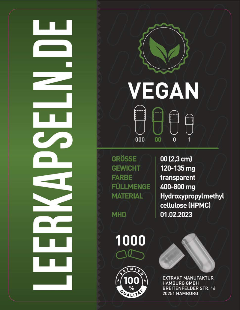 1000 pieces of separated capsule halves | Size 00 | HPMC Capsules Caps | Empty capsules with large capacity | transparent vegan vegetarian | no prior opening necessary | halal kosher supplements (1000) 1000 pieces (pack of 1) without capsule filler incl - NewNest Australia