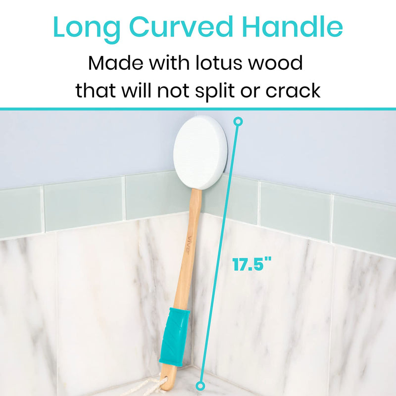 Vive Back Lotion Applicator - Long Reach Handle Washer Scrubber w/Pad for Easy Self Application of Shower Body Wash, Skin Cream, Sunscreen, Self Tanner and Aloe - Men and Women (3 Replacement Pads) Padded Brush   3 Pads - NewNest Australia
