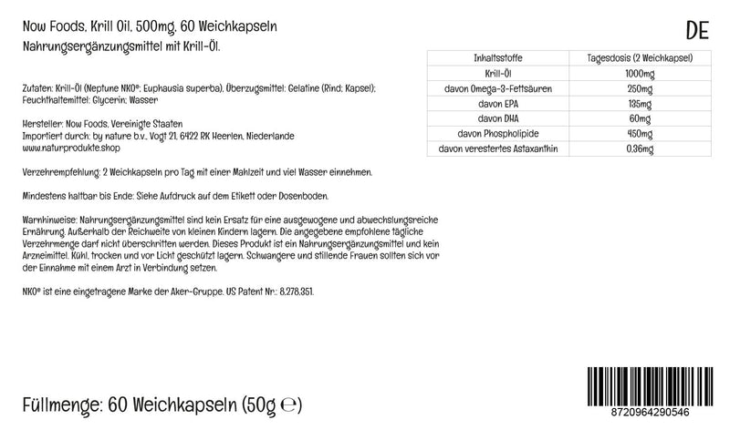 Now Foods Krill Oil, 1000mg, with EPA, DHA and Astaxanthin, high dosage, 60 soft capsules, laboratory tested, soy-free, gluten-free, non-GMO - NewNest Australia