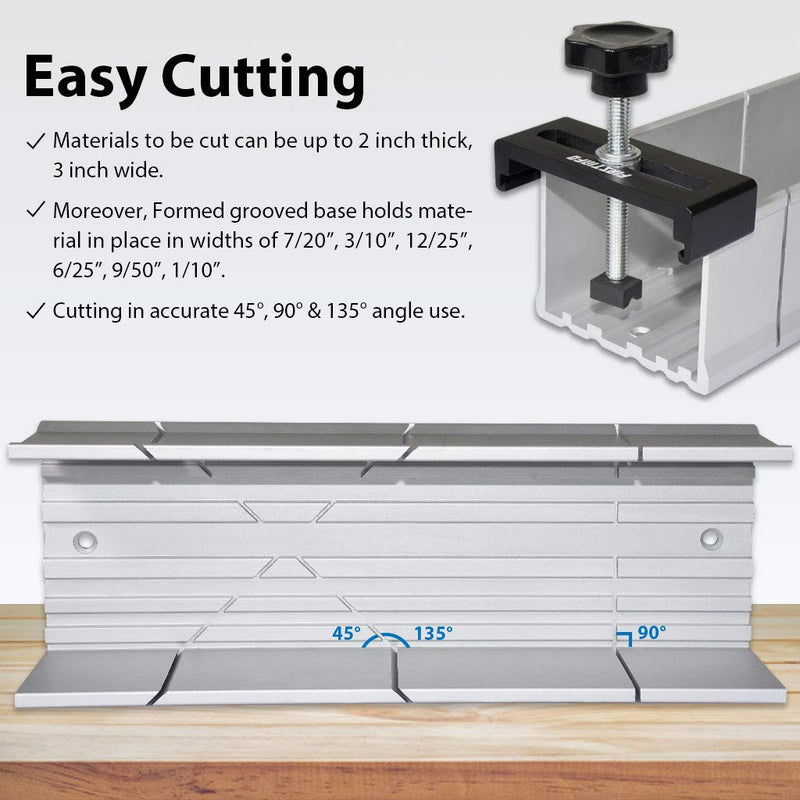 FIRSTINFO Metal Aluminum Miter Box 9.8 Inch Mitre Box for Manual Saw for Hand Saw 3 Cutting Angles w/Fixable Screw - NewNest Australia