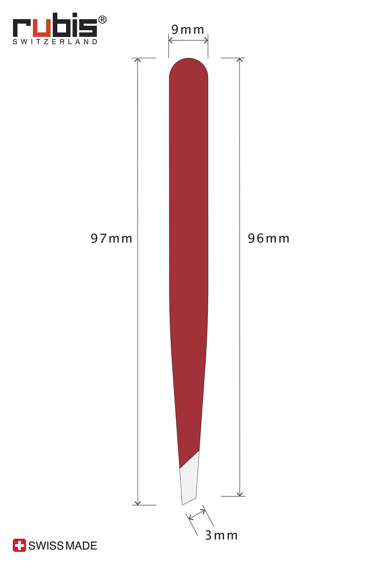 Rubis Hair Tweezers with Classic Slanted Tweezer Tip | Stainless Steel Tweezers for Plucking Eyebrows, Hairs, Moustache Hairs, and More | Perfectly Sculpted Eyebrows Every Time (red) - NewNest Australia
