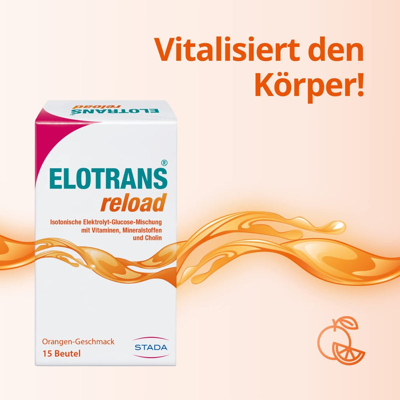 ELOTRANS reload - isotonic electrolyte-glucose mixture - dietary supplement with magnesium, potassium chloride, choline and B vitamins - 1 x 15 bags of Elotrans Reload - NewNest Australia