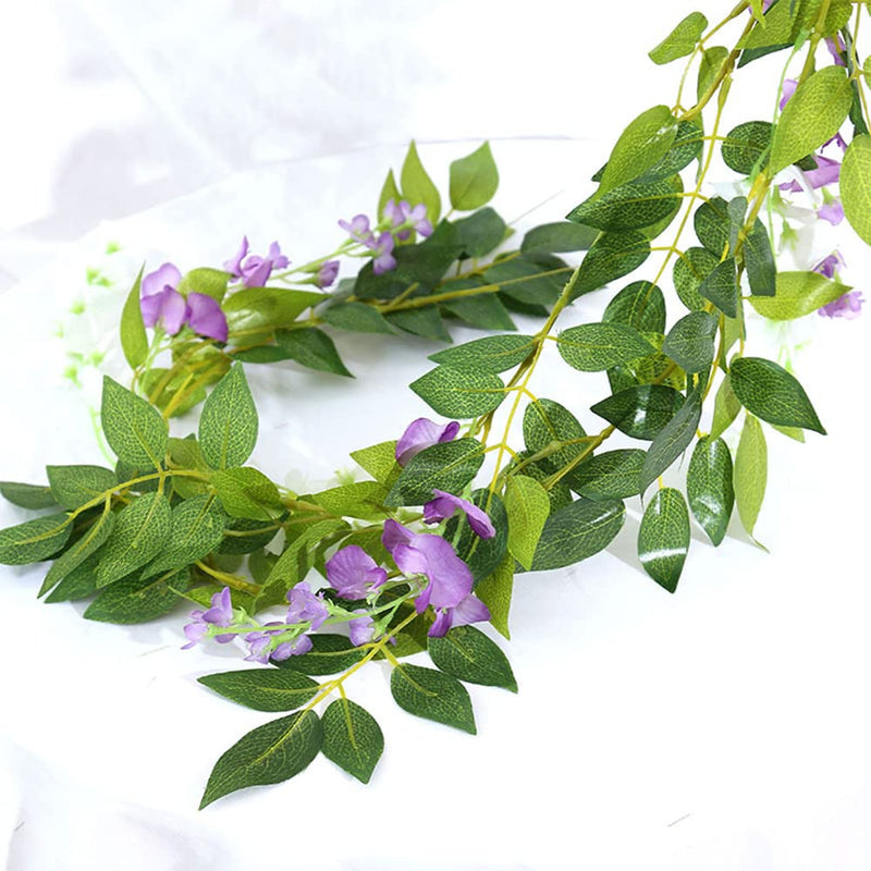 5 Pcs (Total 32.8Ft) Artificial Purple Wisteria Garland Wisteria Vine Rattan Fake Wisteria Vine Flower Garland for Wedding Garden Outdoor Decor - NewNest Australia