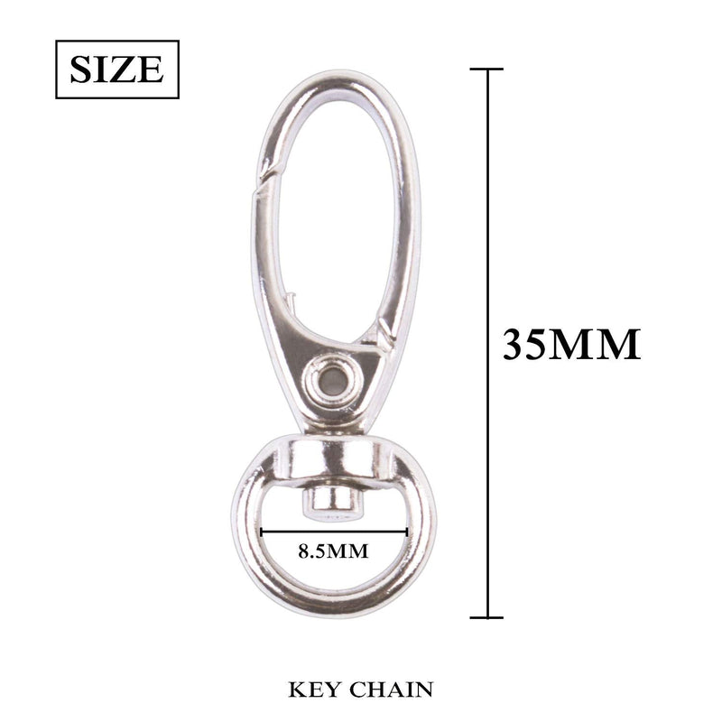 BronaGrand Pack of 50 D Swivel Trigger Clips Hooks Metal Key Ring Lobster Clasps Silver - NewNest Australia