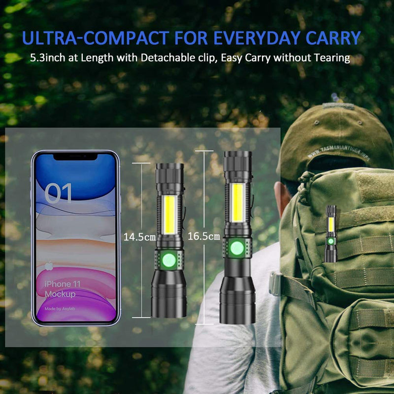 Black Light Flashlight Rechargeable, 3in1 LED Tactical Flashlight UV Black Light & Redlight, 1200Lumen 7 Light Modes, Zoomable, Waterproof Pocket-size Flashlight for Pet Urine Stains Detection/Camping 2pcs - NewNest Australia