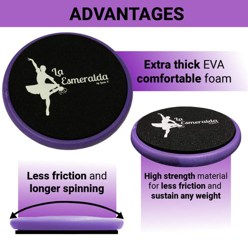 La Esmeralda Ballet Turning Board for Dancers, ice Skaters, Gymnasts etc Helps Improve Turns, Balance, Spotting, Stability and Much More. Made with Thick EVA Foam. Purple with a Purple carry bags and gift box - NewNest Australia