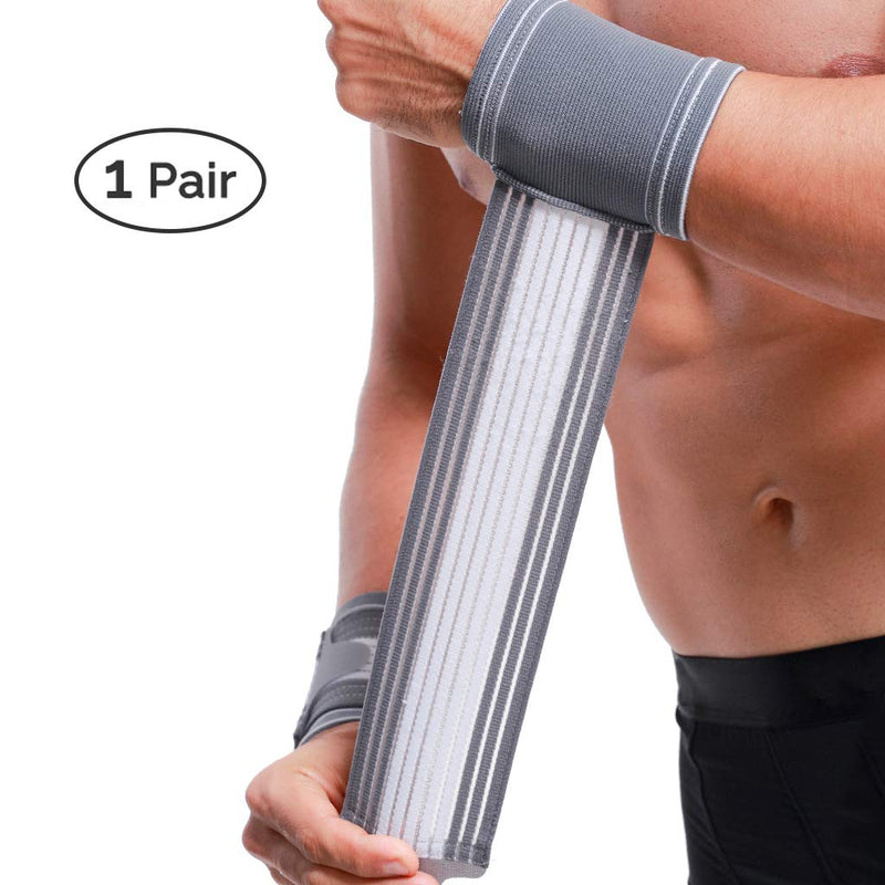 Neotech Care Wrist Band - Adjustable Compression Strap - Elastic & Breathable Fabric - Support Sleeve for Tennis, Sports, Exercise - Men, Women, Right or Left - Grey Colour (Size M, 1 Pair) 2 - NewNest Australia