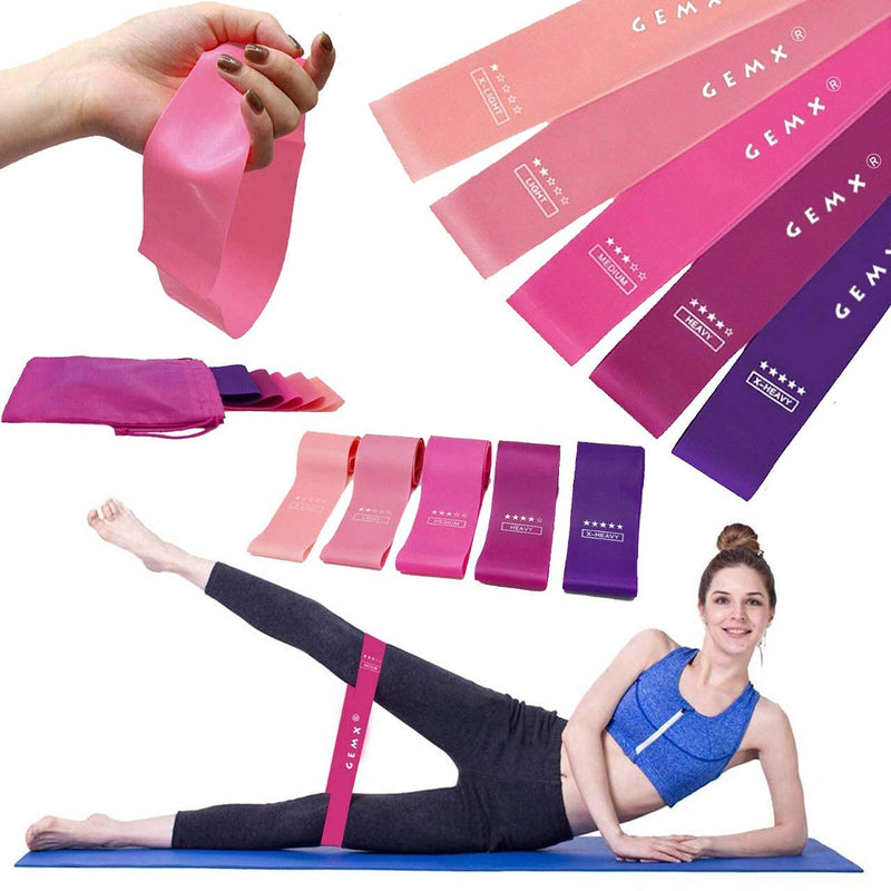 Premium Latex Resistance Bands Stretch Exercise Band Ankle Weights Workout Fitness Gym Yoga Pilates Strength Training Bands for Legs and Glutes with Gliding Discs [Set of 5 Bands] - NewNest Australia
