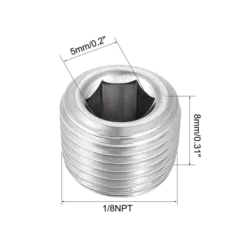 uxcell Hex Countersunk Plug - Stainless Steel Pipe Fitting 1/8NPT Male Thread Socket Pipe Adapter Connector 2Pcs - NewNest Australia