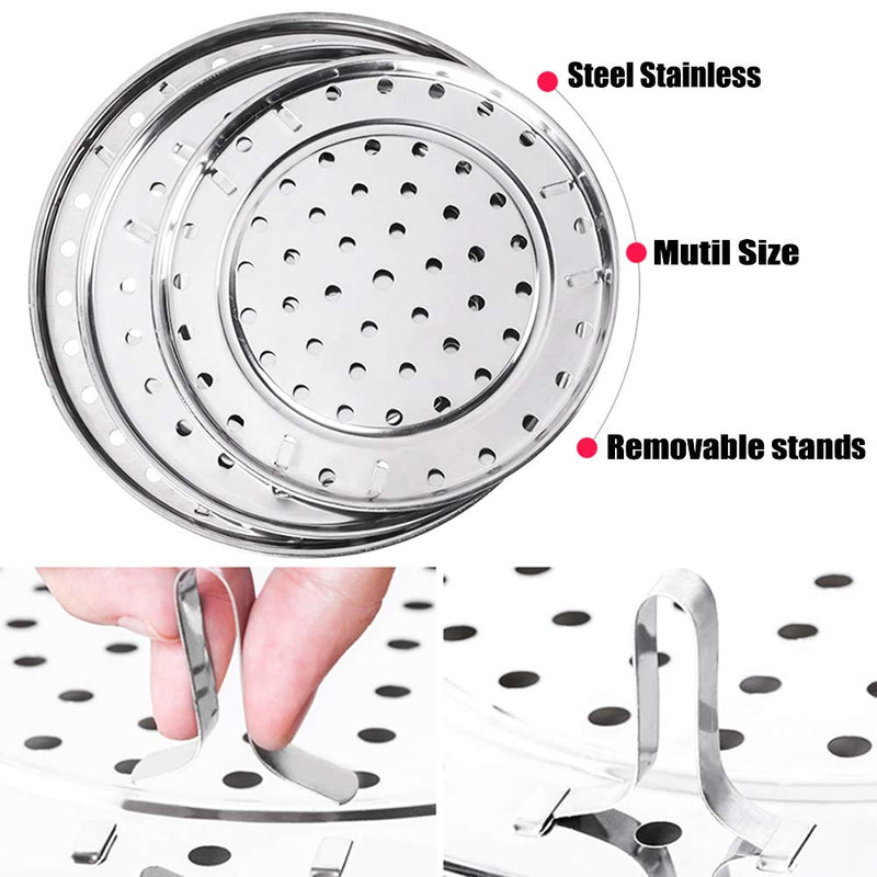 Round Stainless Steel Steamer Rack 7.6" 8.5" 9.33" 10.23" Inch Diameter Steaming Rack Stand Canner Canning Racks Stock Pot Steaming Tray Pressure Cooker Cooking Toast Bread Salad Baking (4 Pack) 4 Pack - NewNest Australia