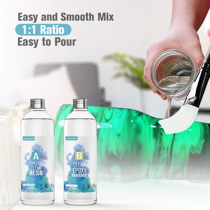 16oz Crystal Clear Epoxy Resin Kit Casting and Coating for River Table Tops, Art Casting Resin,Jewelry Projects, DIY,Tumbler Crafts, Molds, Art Painting, Easy Mix 1:1 Ratio - NewNest Australia