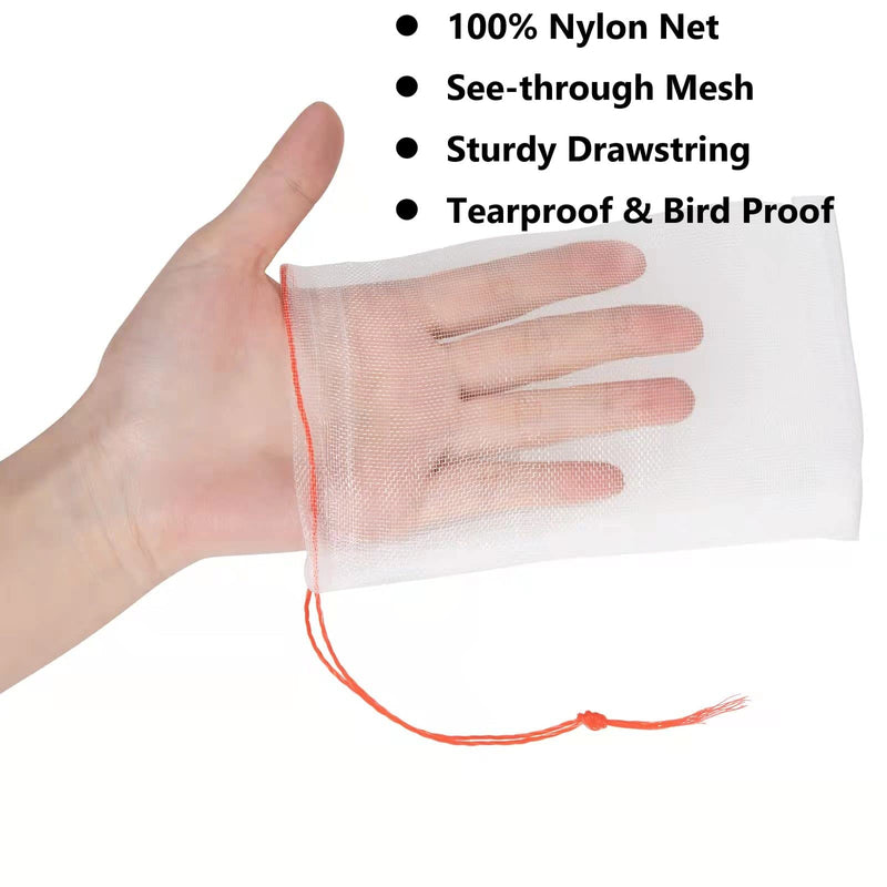Kikhope 100Pcs 6"x4" Fruit Protection Bags, Garden Netting Bags with Drawstring, Fruit Netting Bags, Fruit Tree Bags, Netting Barrier Bags for Protecting Fruits and Vegetables 6"x4" - NewNest Australia